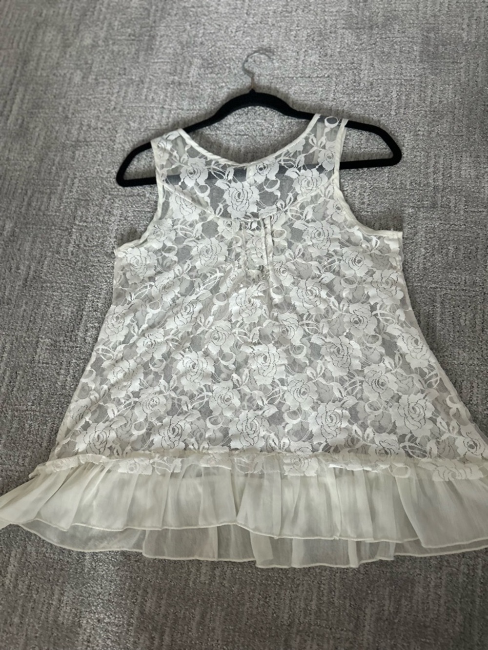 ⚡️Lapis White Lace Sheer Camisole Tank | Small | Floral pattern | BOHO - Picture 15 of 15
